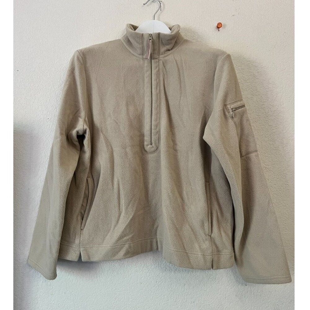 EP Pro Womens Beige Fleece 1/4 Zip Pullover Sweater Size Large Pockets Outdoor